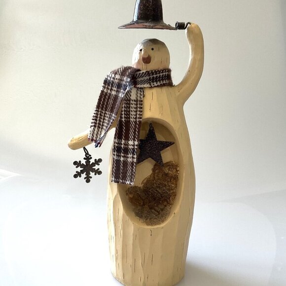 SNOWMAN FIGURINE HOLIDAY CHRISTMAS WINTER 10" VINTAGE - Picture 5 of 10